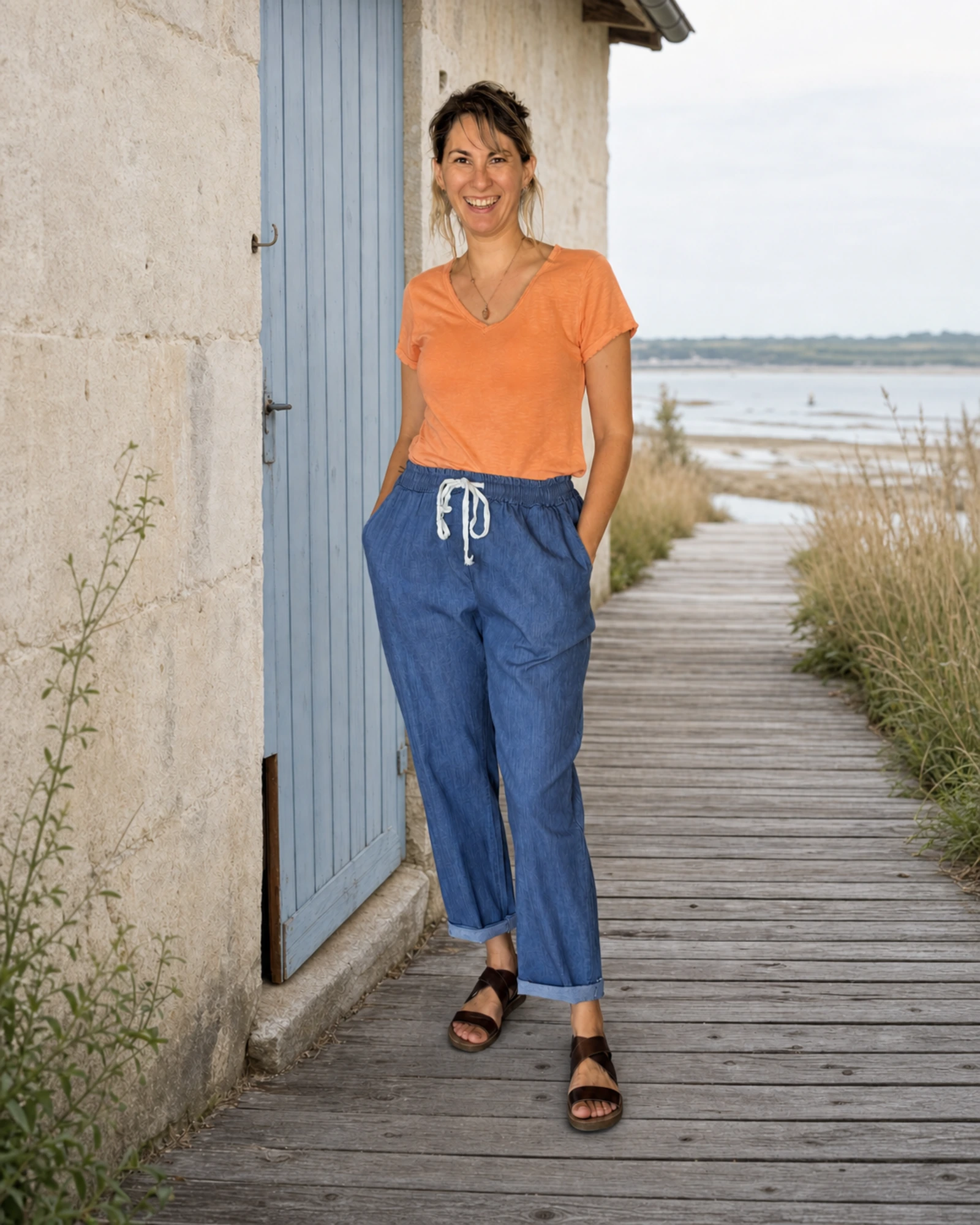 Le look denim orange, Denim et Orange